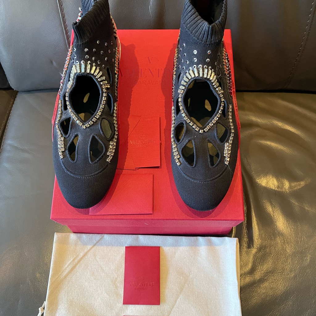 Valentino Garavani High Top Crystal Sock Sneaker Size 40.5 Eu/ 10.5 Womens Us